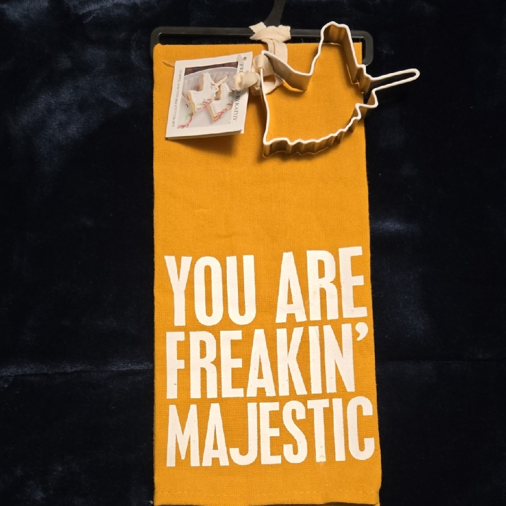 Yellow Tea Towel with Cookie Cutter